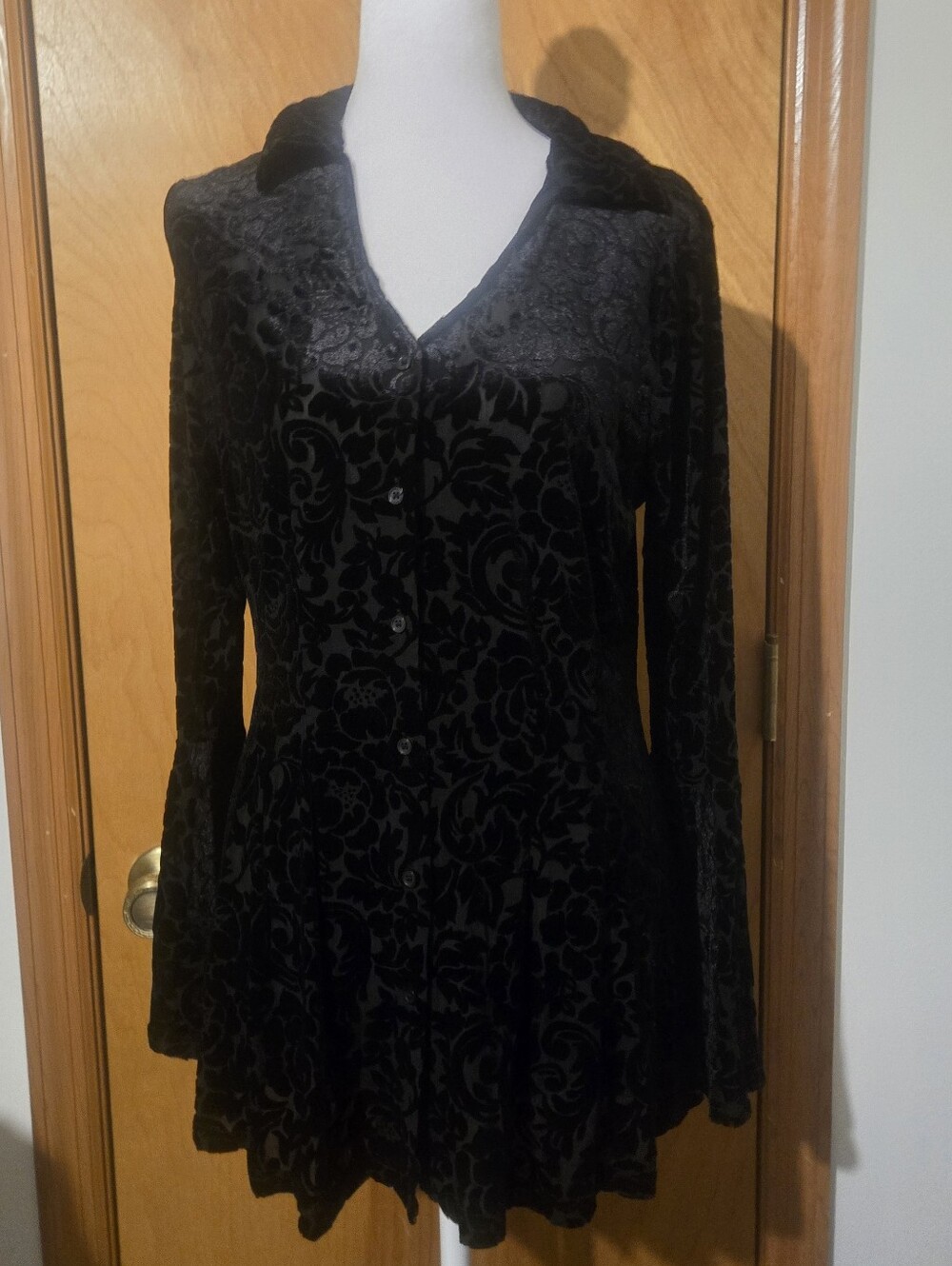 Ultra Pink Black Velvet Blouse Size M